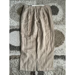Vintage Polo Ralph Lauren Linen Mix Dress Pants Mens 34x28 Brown Pleated Trouser